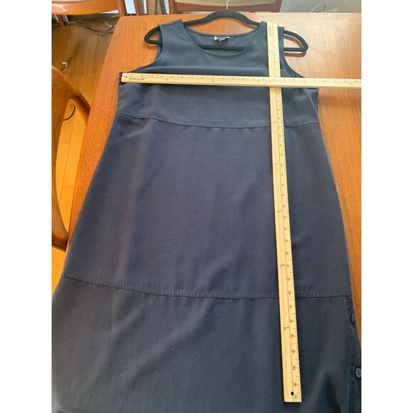 AKS Petite L Sleeveless Navy Tencel Boho Minimalist Maxi Dress With Side Button - Picture 5 of 11